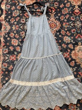 Shabby Chic Light Blue & White Striped Smocked Top